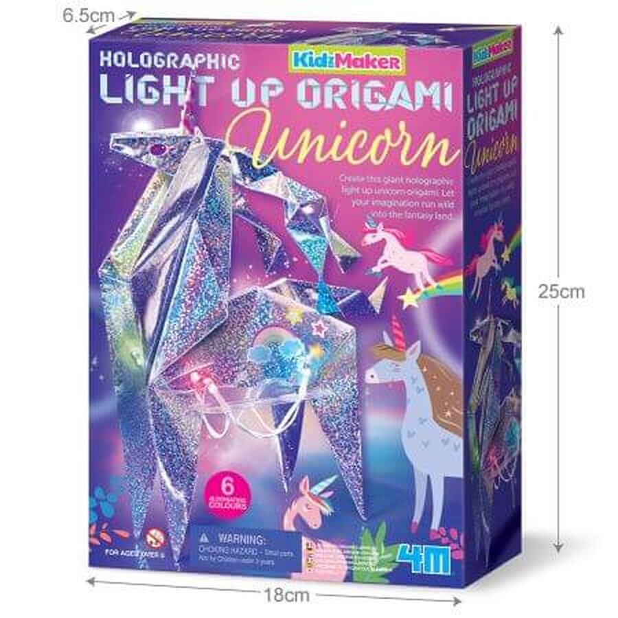 Kreative Holografie Origami Set Einhorn mit Beleuchtung, 5 Jahre +, 4M