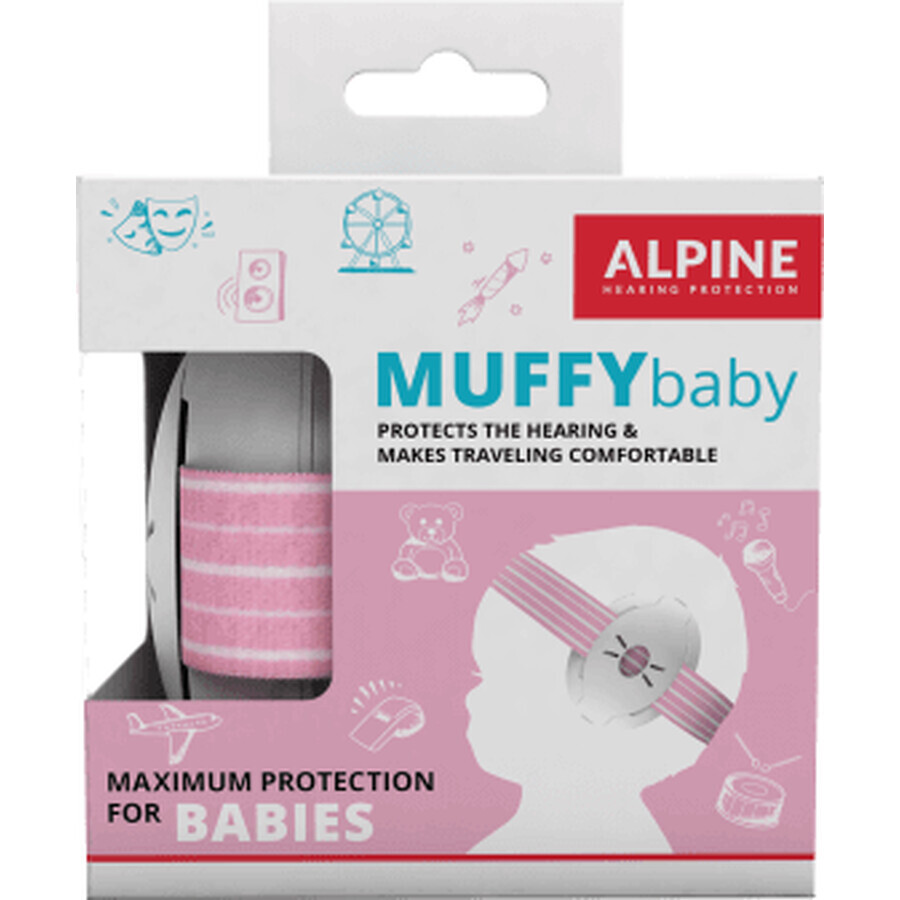 Protège-oreilles pour bébés, 0-36 mois, rose, Alpine