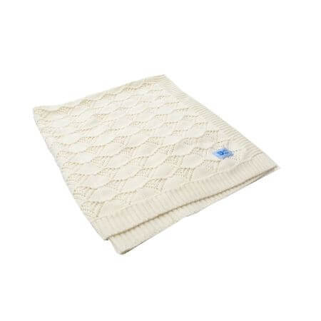 Knitted blanket 70x90 cm, White, Baltic Bebe