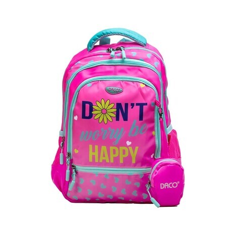 Rosa Rucksack Don't Worry be Happy, 38 cm, Daco