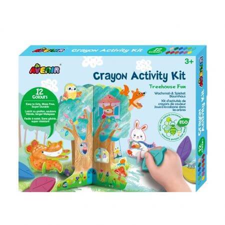 Kit de activitati cu Creioane Colorate Distractie in casuta din copac, +3 ani, 12 creioane colorate, Avenir