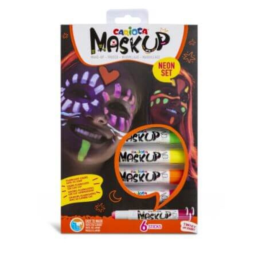 Set 6 creioane de piele Maskup, Neon, Carioca