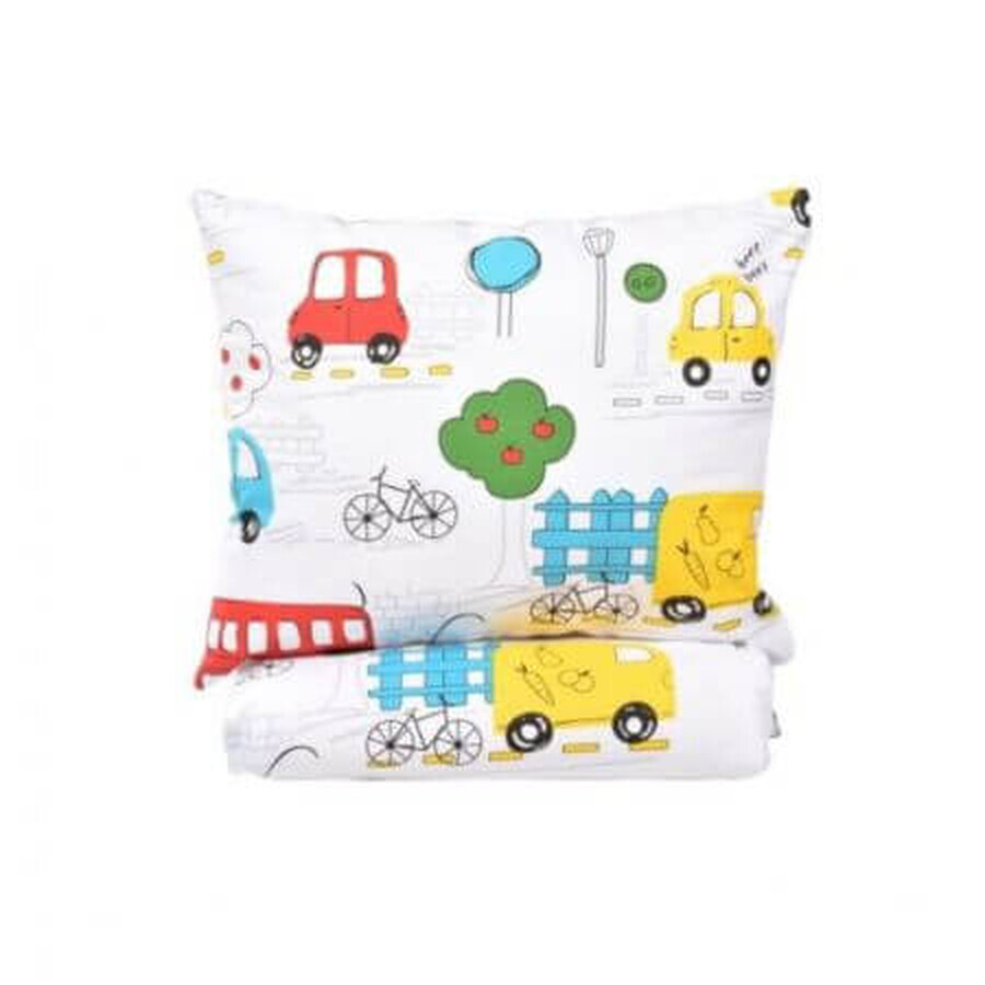 Set complet lenjerie si aparatori laterale, 120x60 cm, Masinute, Fic Baby