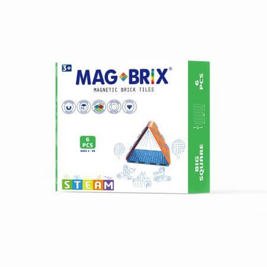 Magbrix Magnetset, ab 3 Jahren, 6 große quadratische Teile, Magblox