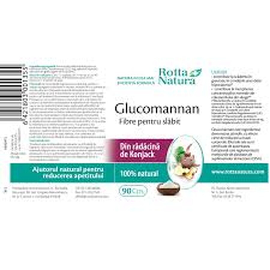 Glucomannan Nahrungsfasern zum Abnehmen, 90 Kapseln, Rotta Natura