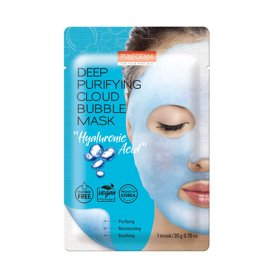 Reinigende Maske mit Hyaluronsäure und Kollagen Cloud Bubble, 20 g, Purederm