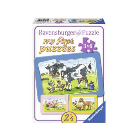 Puzzle Good Friends Animals, + 3 Jahre, 3 x 6 Teile, Ravensburger
