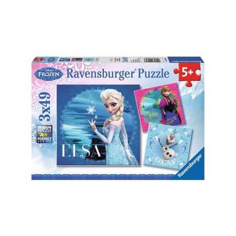 Puzzle Frozen Anna und Olaf, + 5 Jahre, 3 x 49 Teile, Ravensburger