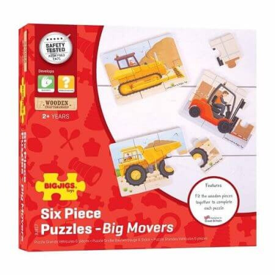 3er-Set Holzpuzzle, Baufahrzeuge, Big Jigs