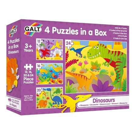 Satz von 4 Puzzles Dinosaurier, + 3 Jahre, Galt