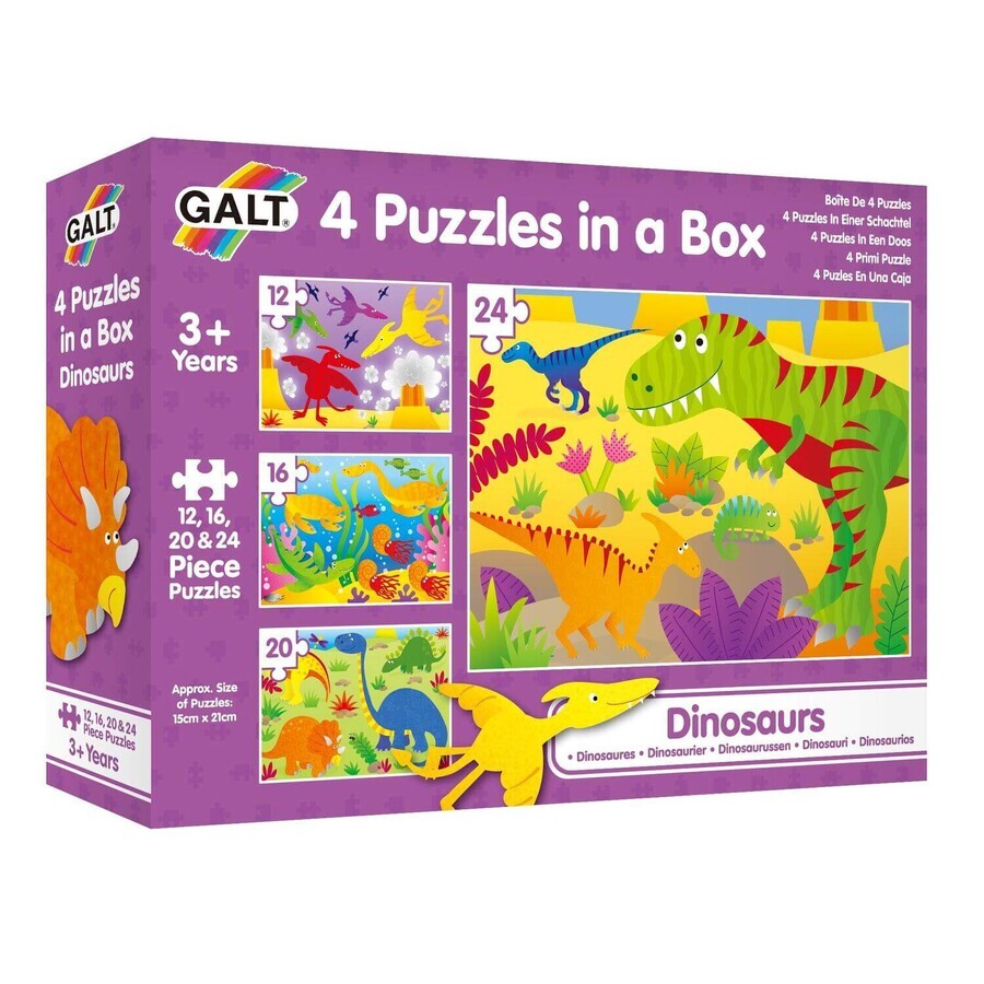 Satz von 4 Puzzles Dinosaurier, + 3 Jahre, Galt