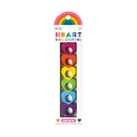 Set Creioane colorate Inele de inima, + 3 ani, set de 6 bucati, Ooly