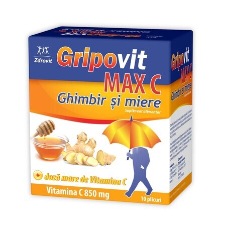 Gripovit Max C Ingwer und Honig, 10 Portionsbeutel, Zdrovit