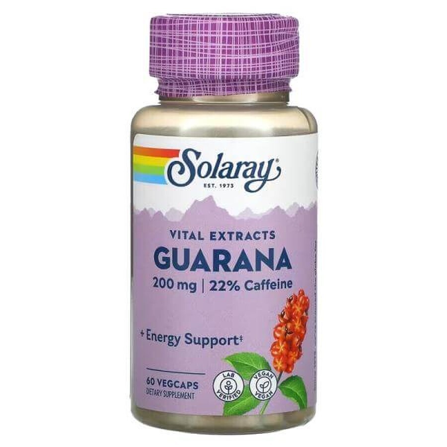 Guarana 200 mg Solaray, 60 Kapseln, Secom