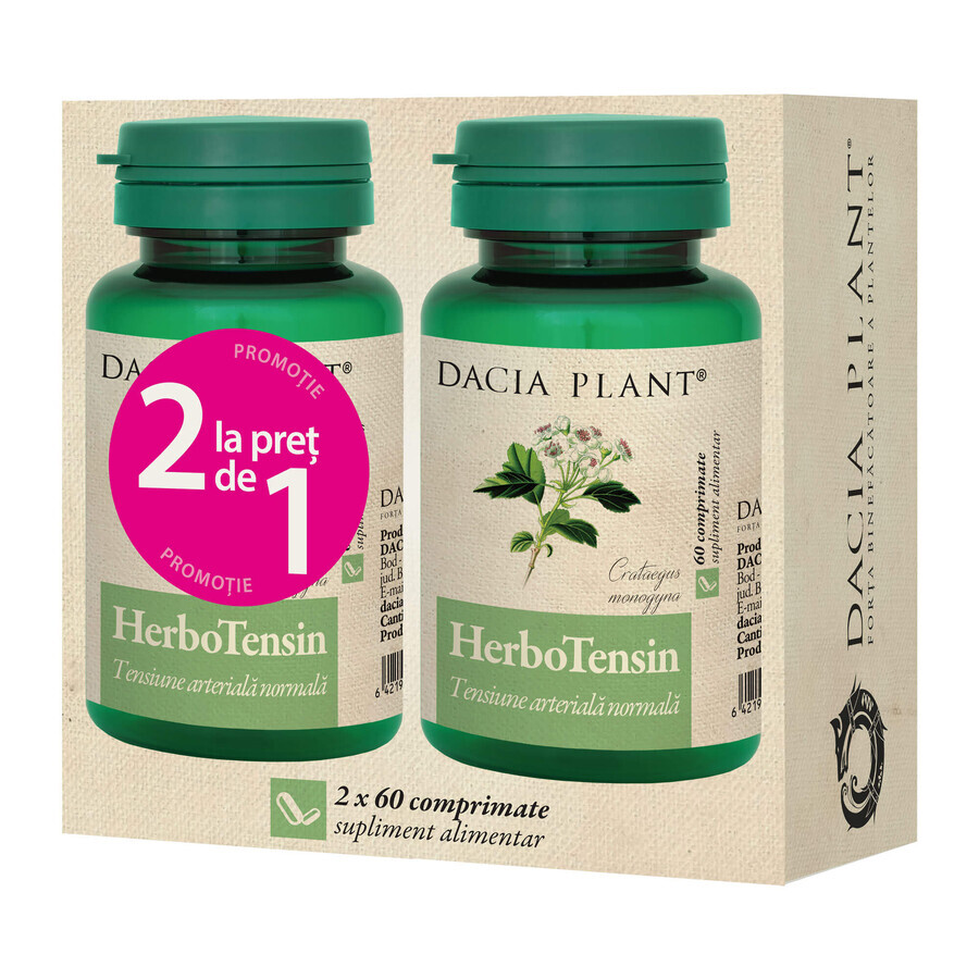HerboTensin (Blutdruckregulator), 60 + 60 Tabletten (2 zum Preis von 1), Dacia Plant Bewertungen