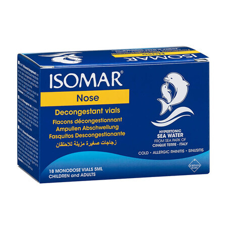 Isomar hipertonic pentru nas, fiole 18 x 5 ml, Euritalia