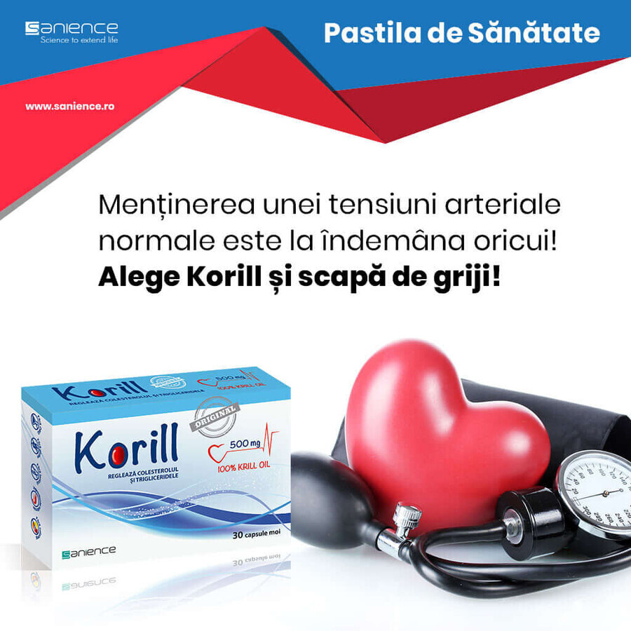 Korill reines Krillöl 500 mg, 30 Kapseln, Sanience