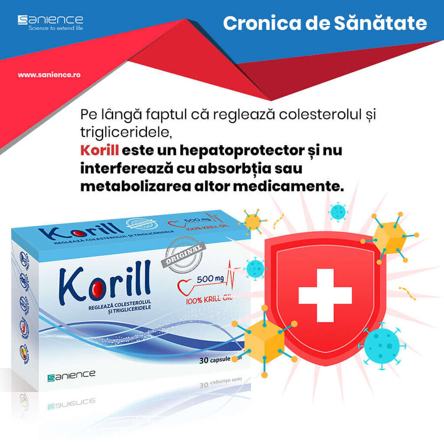 Korill reines Krillöl 500 mg, 30 Kapseln, Sanience