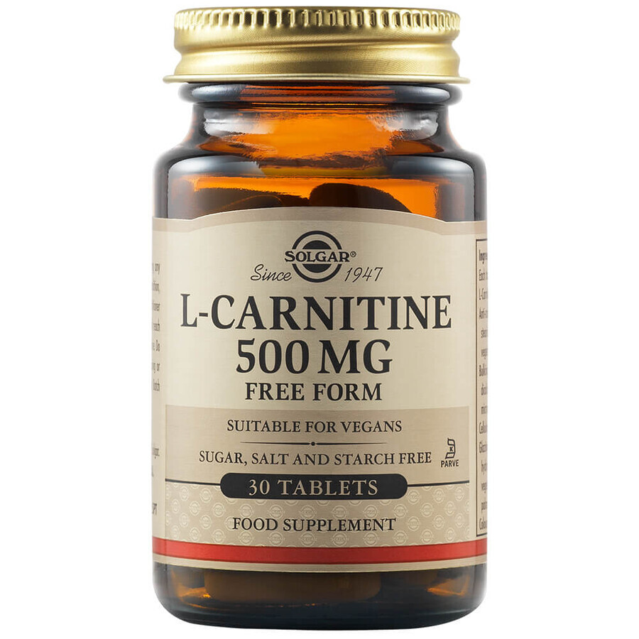 L-Carnitină 500 mg, 30 tablete, Solgar recenzii