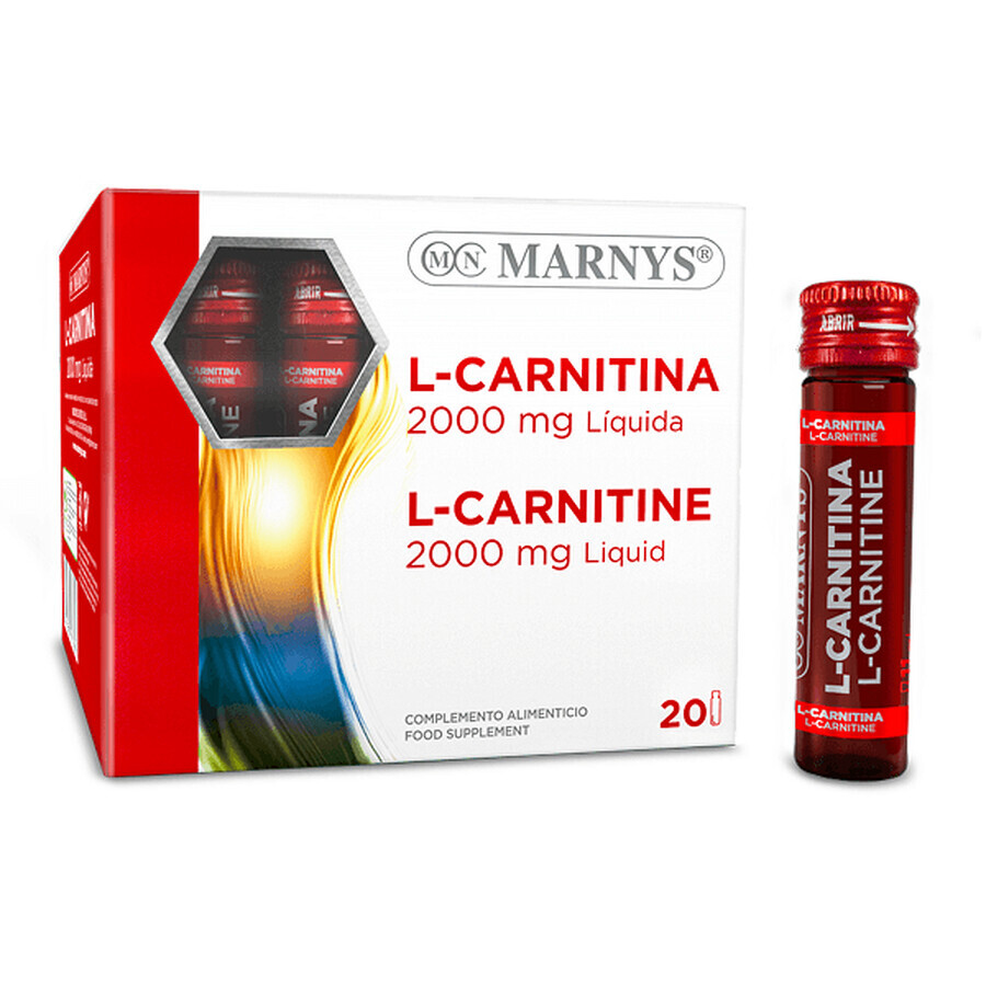 L-Carnitină Lichidă 2000 mg, 20 Fiole, Marnys