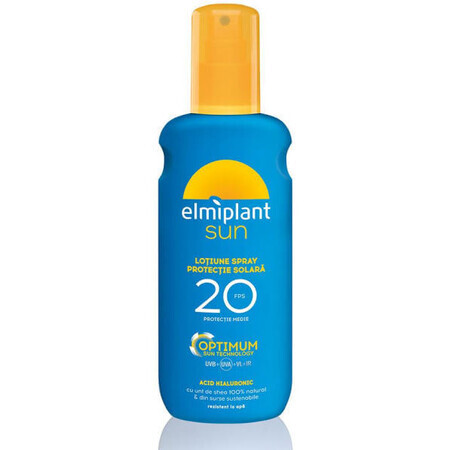 Lozione spray con protezione solare media SPF 20 Optimum Sun, 200 ml, Elmiplant