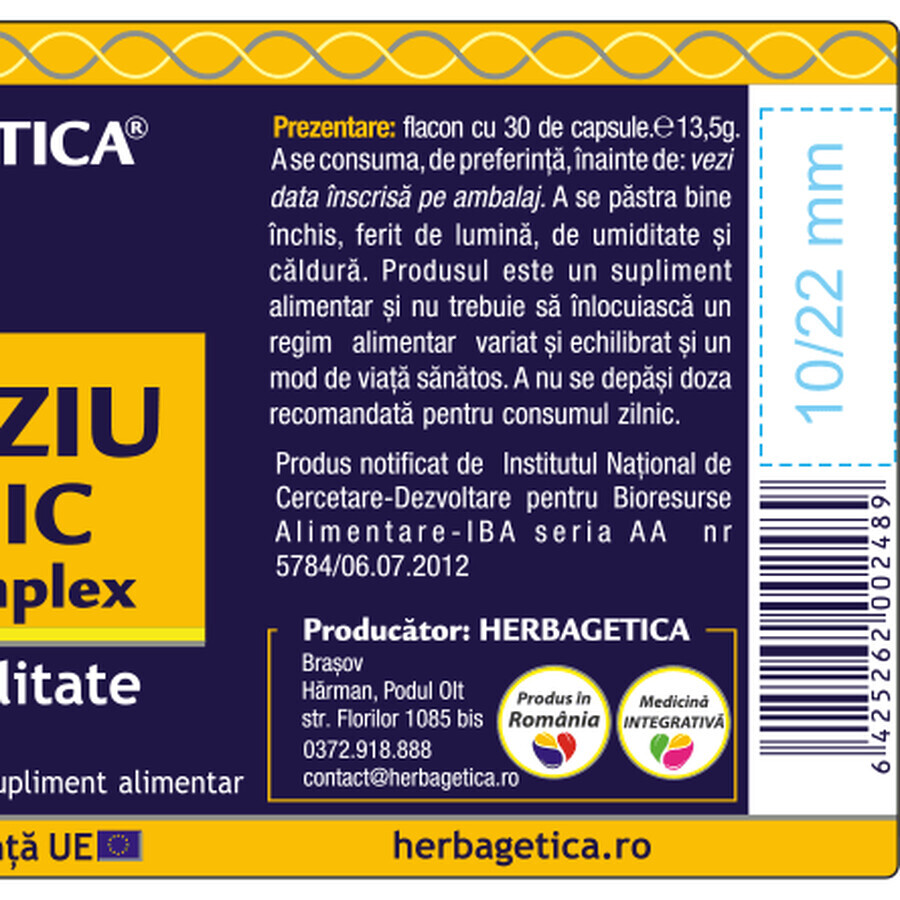 Magneziu Organic cu Vitamina B complex, 120 capsule, Herbagetica