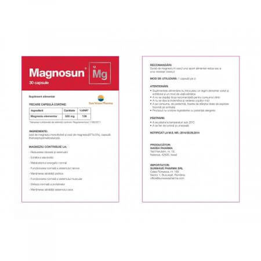 Magnosun, 30 Kapseln, Sun Wave Pharma