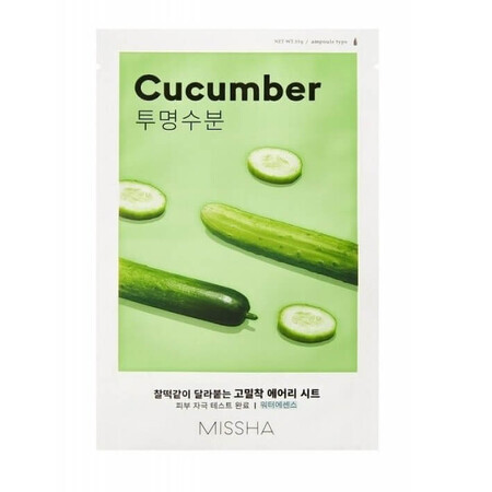 Airy Fit cucumber extract mask for dry skin, 19 g, Missha