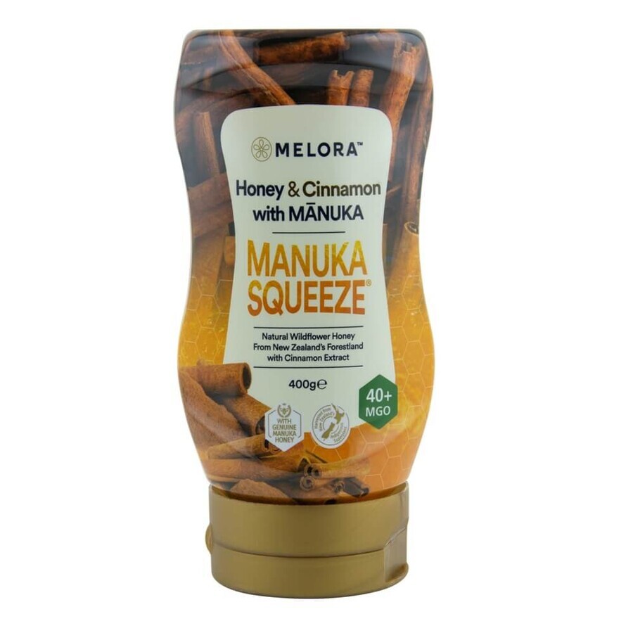 Miere cu manuka si extract de scortisoara MGO 40+, 400 g, Melora