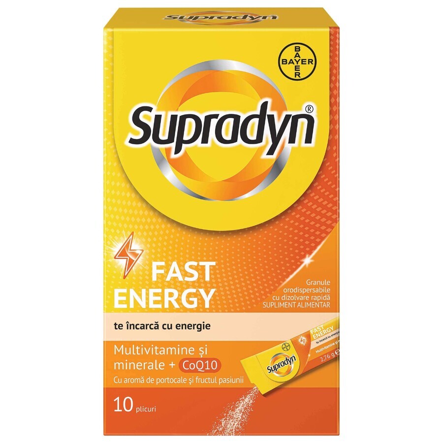 Supradyn Fast Energy, Multivitamine, 10 Beutel schnell auflösendes oder dispergierbares Granulat, Bayer