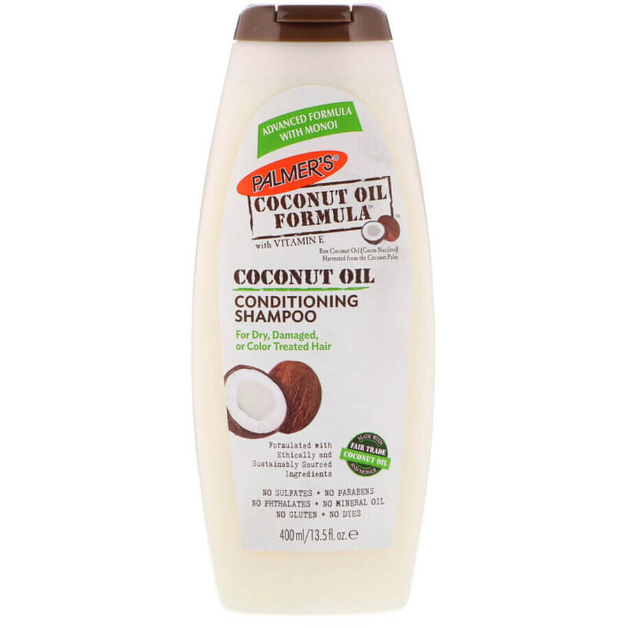 Shampoo mit Kokosnussöl, Vitamin E, Monoi-Öl und Keratin für trockenes, geschädigtes oder coloriertes Haar, 400 ml, Palmer's