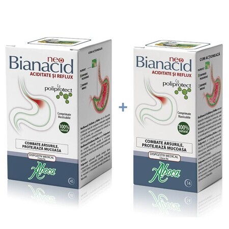NeoBianacid mit Polyprotectin bei Übersäuerung und Reflux, 45 Tabletten, Aboca + 14 Tabletten