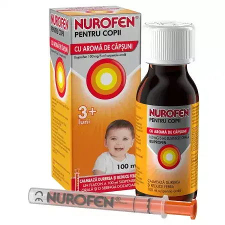 Nurofen 100mg für Kinder 3 Monate Erdbeergeschmack, 100 ml, Reckitt Benckiser Healthcare