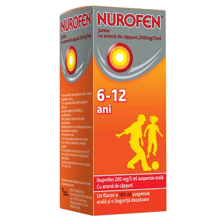 Nurofen Junior con sabor a fresa, 6-12 años, 100 ml, Reckitt Benckiser Healthcare