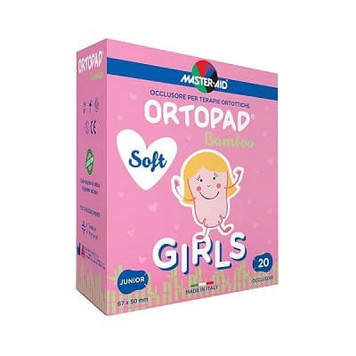 ORTOPAD SOFT Girls Junior Master-Aid Kinderokkluder, 67×50 mm, 20 Stück, Pietrasanta Pharma