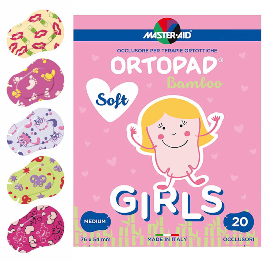 ORTOPAD SOFT Girls Master-Aid Medium, 76x54 mm, 20 Stück, Pietrasanta Pharma