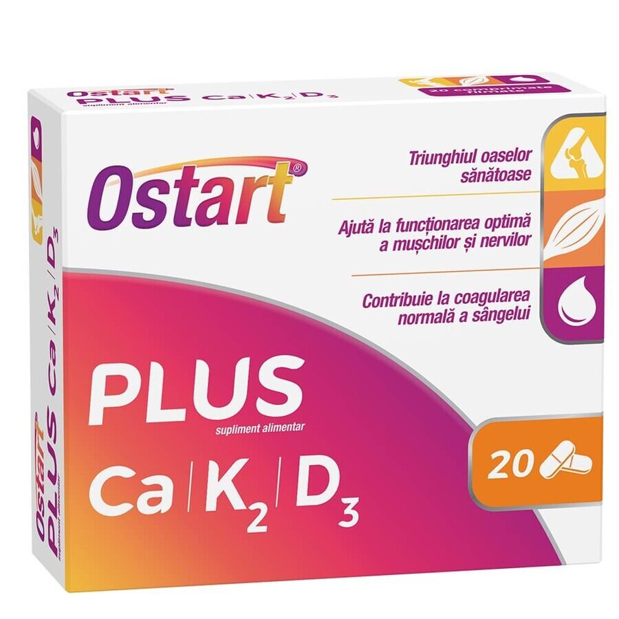 Ostart Plus Ca + K2 + D3, 20 Tabletten, Fiterman