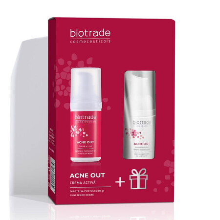 Pachet Acne Out Cremă activă pentru ten acneic, 30 ml + Spumă de curățare pentru ten acneic, 20 ml, Biotrade