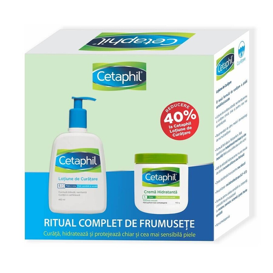 Pachet Cetaphil Lotiune de curatare, 460 ml + Crema hidratanata, 453 ml, Galderma