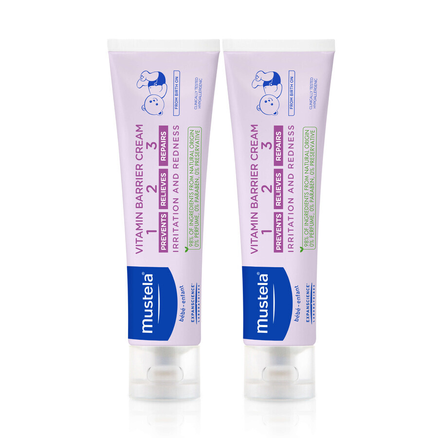 Pachet Crema pentru schimbatul scutecului Vitamin Barrier, 50 + 50 ml, Mustela