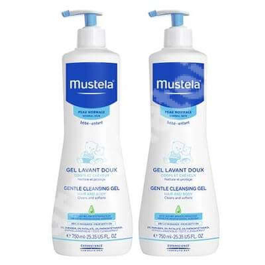 Pachet Gel de curatare par si corp, 750 + 750 ml, Mustela