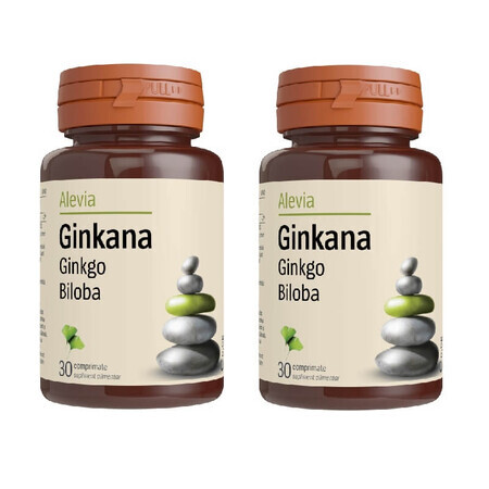 Packung Ginkana Ginkgo Biloba 40 mg, 30 Tabletten, Alevia (1+1)