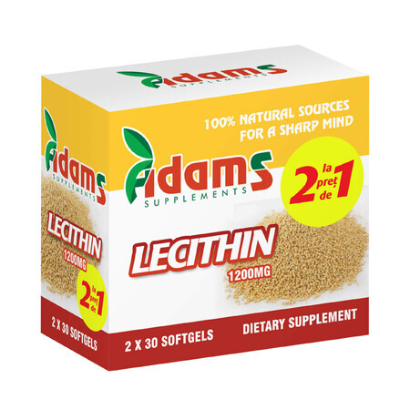 Pachet Lecitina 1200mg (AV121), 2x30 capsule, Adams Vision