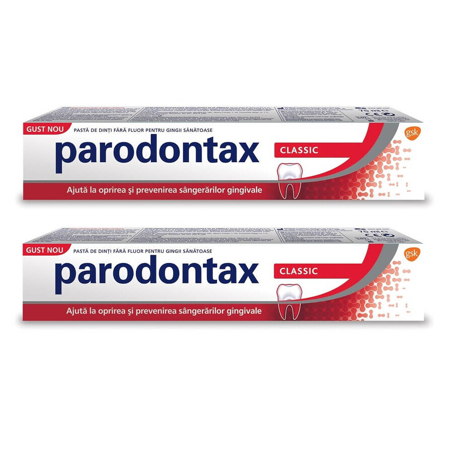 Klassische Zahnpasta-Packung Parodontax, 75 ml + 75 ml, Gsk