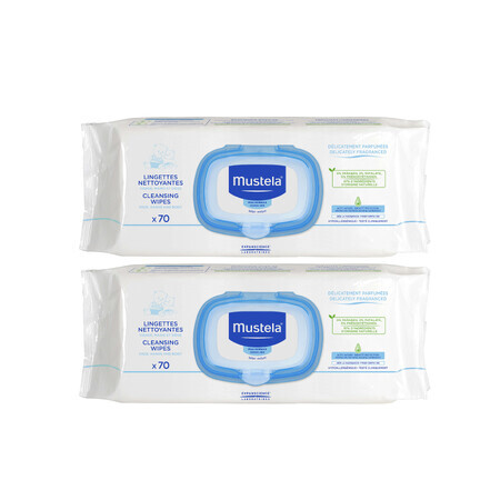 Pachet Servetele dermo-calmante delicat parfumate, 70 + 70 bucati, Mustela