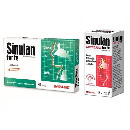 Pachet Sinulan Forte, 30 tablete + Sinulan Express forte spray nazal, 15 ml, Walmar