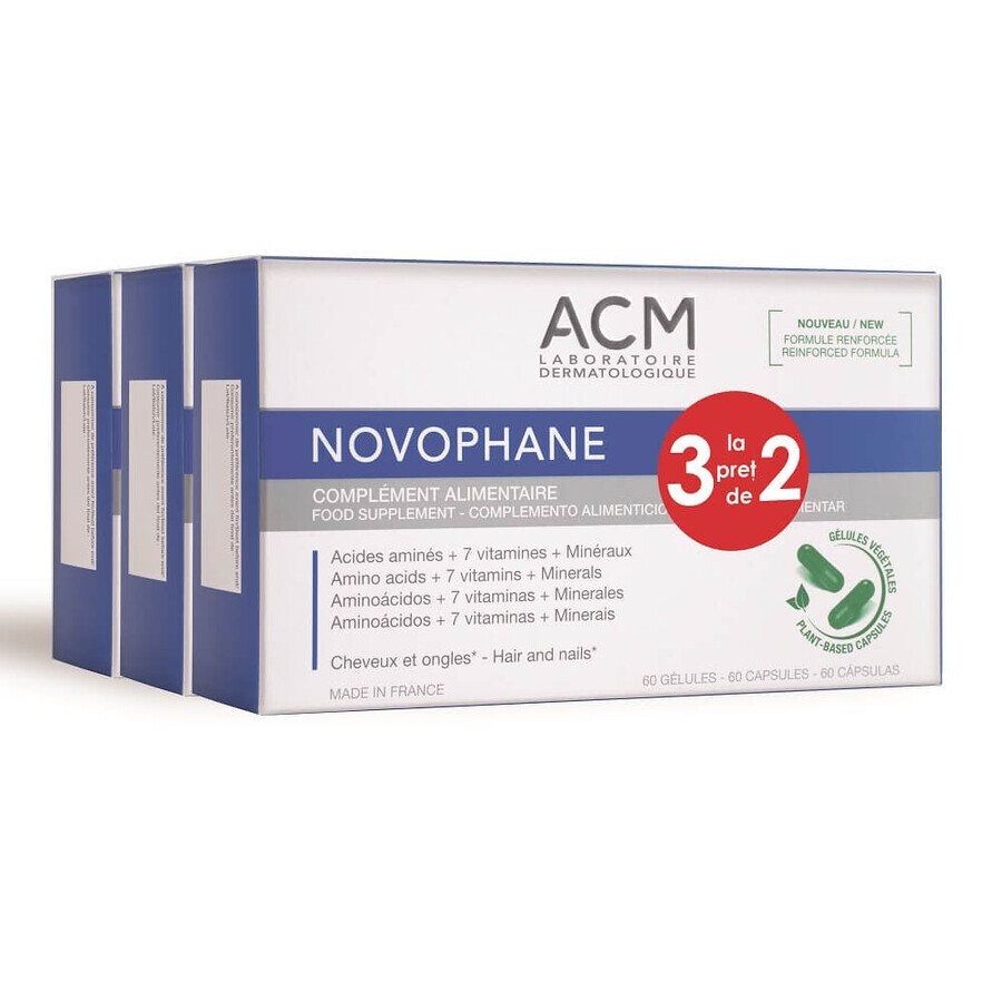 Pachet Tratament pentru unghii și par Novophane, 3 x 60 capsule, Acm recenzii