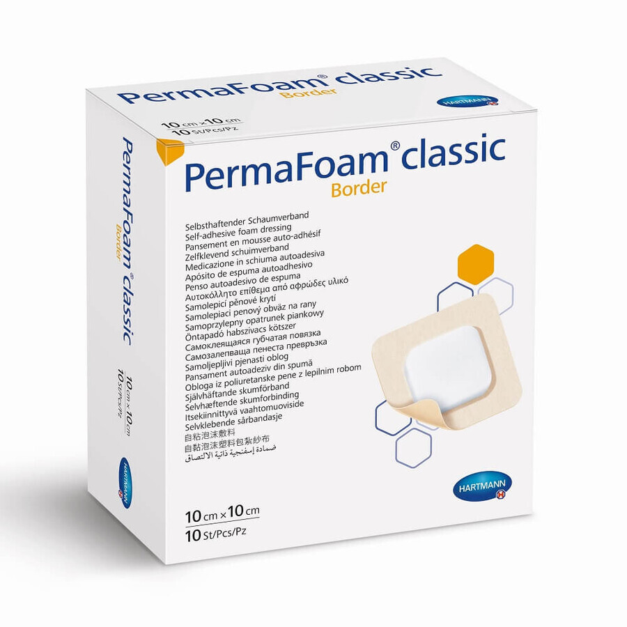 Pansament PermaFoam Classic Border 10x10cm (882006), 10 bucati, Hartmann