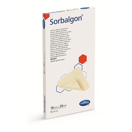 Sorbalgon-Verband (999589), 10x20 cm, 5 Stück, Hartmann