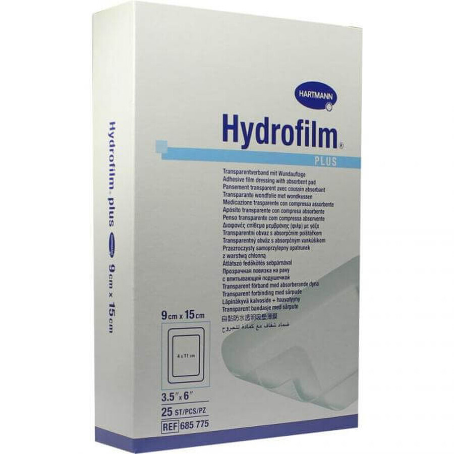 Hydrofilm Plus transparent dressing, 9x15 cm (685775), 25 pieces, Hartmann